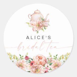 Sticker Rond ALICE Floral Rose Mariage Thé Party Déjeuner