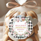 Sticker Rond Alice in Wonderland Flower Frame 1st birthday