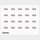 Sticker Rond Alice nom joli design (Feuille)