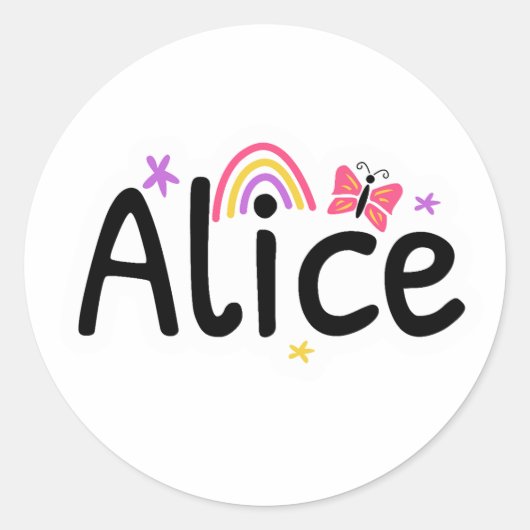 Sticker Rond Alice nom joli design (Devant)