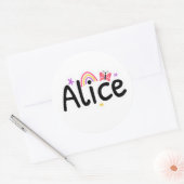 Sticker Rond Alice nom joli design (Enveloppe)