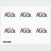 Sticker Rond Alice nom joli design (Feuille)