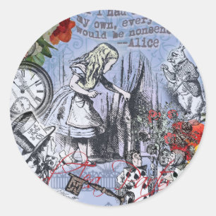 Sticker Rond Alice rideau absurdité merveilleux classique