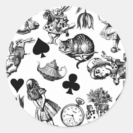 Sticker Rond Alice White Rabbit Wonderland Classic (Devant)