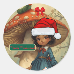 Sticker Rond Alice Wonderland Chenille de Noël