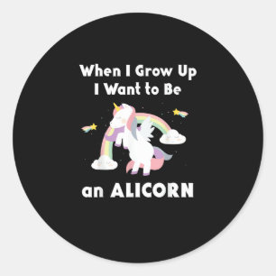 Sticker Rond Alicorne Quand Je Crois À La Unicorne Rainbow Past