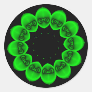 Sticker Rond Alien abstrait vert circulaire