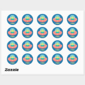 Sticker Rond Alien amical en vaisseau spatial, espace extra-atm (Feuille)