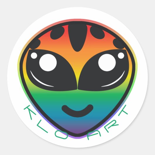 Sticker rond Alien arc-en-ciel (Devant)