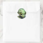 Sticker Rond Alien Big Green Eyes (Sac)