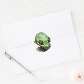 Sticker Rond Alien Big Green Eyes (Enveloppe)