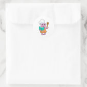 Sticker Rond Alien comme cuisinier avec Cookbook (Sac)