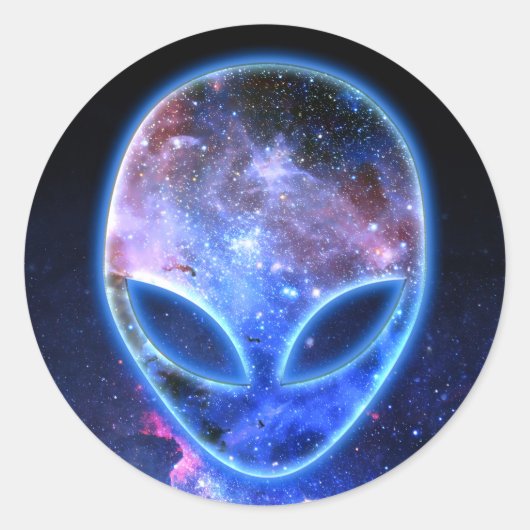 Sticker Rond Alien dans l'espace (Devant)
