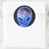 Sticker Rond Alien dans l'espace (Sac)