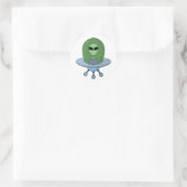 Sticker Rond Alien dans son petit vaisseau spatial (Sac)