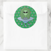 Sticker Rond Alien dans son petit vaisseau spatial (Sac)
