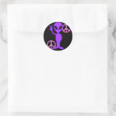 Sticker Rond Alien de paix pourpre (Sac)