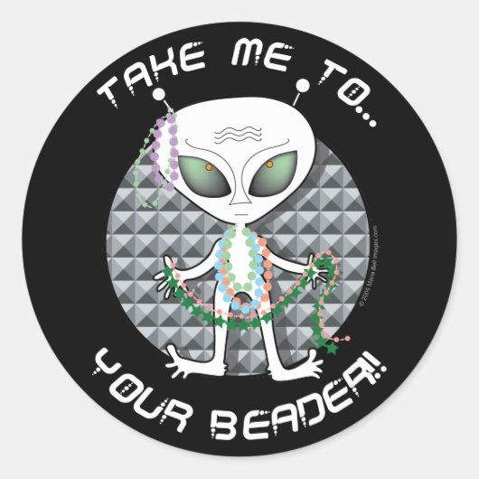 Sticker Rond Alien de perle (Devant)