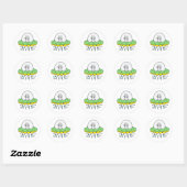 Sticker Rond Alien de soucoupe volante bizarre (Feuille)