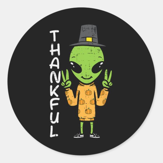 Sticker Rond Alien de Thanksgiving Thankful Funny Fall Space Me (Devant)