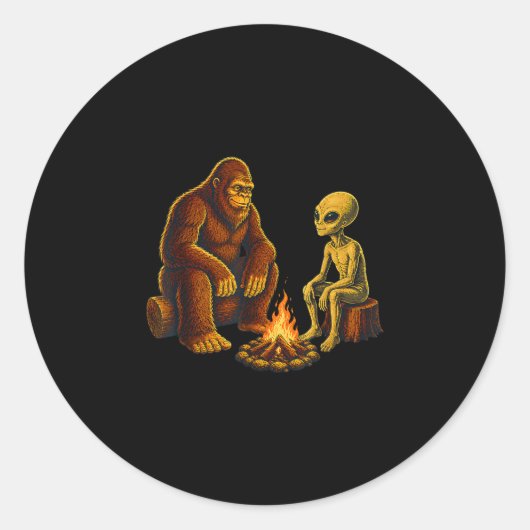 Sticker Rond Alien et bigfoo (Devant)