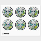Sticker Rond Alien extraterrestre en Fleurs Starry Night (Feuille)