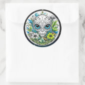 Sticker Rond Alien extraterrestre en Fleurs Starry Night (Sac)
