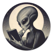 Alien Femme Lecture Livre Art Vintage