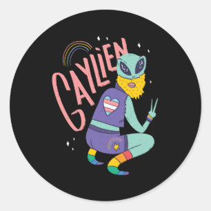 Sticker Rond Alien gay