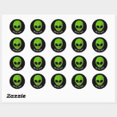 Sticker Rond Alien Green Head Nous Sommes Ici (Feuille)