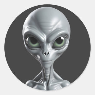 Sticker Rond Alien Grey