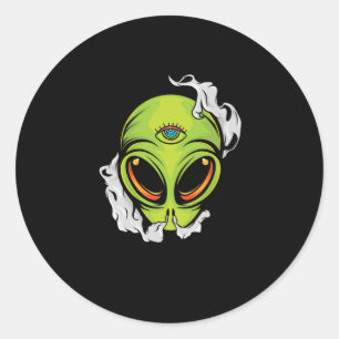Sticker Rond Alien Head Illuminati Tous Voir Oeil Aliens OVNI