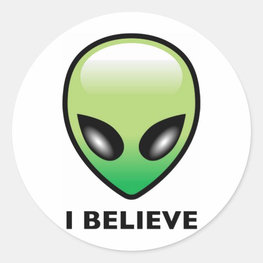 Sticker Rond Alien : Je crois (Devant)