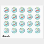 Sticker Rond Alien Merci   turquoise Anniversaire Favoriser (Feuille)
