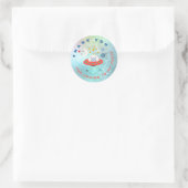 Sticker Rond Alien Merci   turquoise Anniversaire Favoriser (Sac)