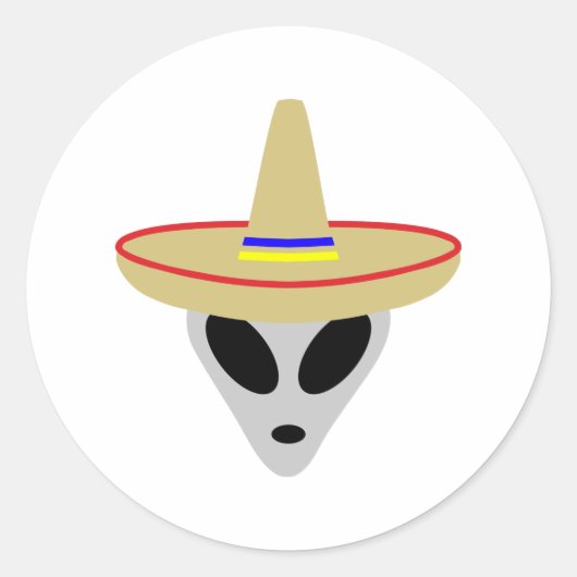 Sticker Rond alien mexicain sombrero (Devant)