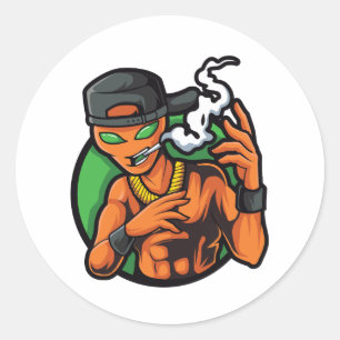 Sticker Rond alien orange