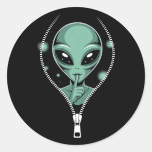 Sticker Rond Alien Peeping