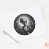Sticker Rond Alien spatial en science-fiction (Enveloppe)