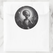Sticker Rond Alien spatial en science-fiction (Sac)