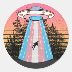 Sticker Rond Alien trans drôle