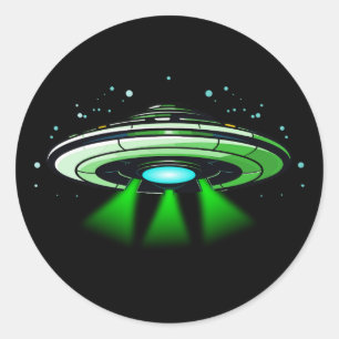 Sticker Rond Alien UFO Abduction espace fête d'anniversaire