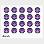 Sticker Rond Alien vaisseau spatial rétro futuriste (Feuille)