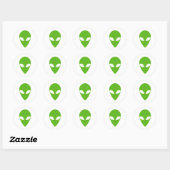 STICKER ROND ALIEN VERT (Feuille)