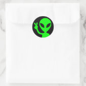 Sticker Rond Alien vert clair et pacifique noir (Sac)