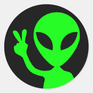 Sticker Rond Alien vert clair et pacifique noir