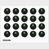 Sticker Rond Alien Vert Dans Une Poche Drôle Sci Fi Graphique (Feuille)