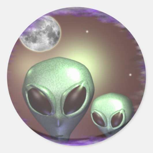 Sticker Rond Aliens gris (Devant)