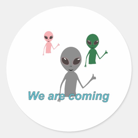 Sticker Rond Aliens montrant un geste "j'aime" (Devant)