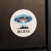 Sticker Rond Aliens UFO Believe
